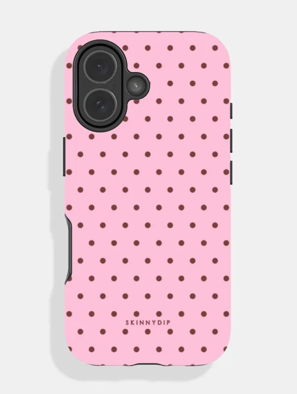 Pink and Brown Mini Dots Ultra Protective iPhone Case sold by Skinnydip London