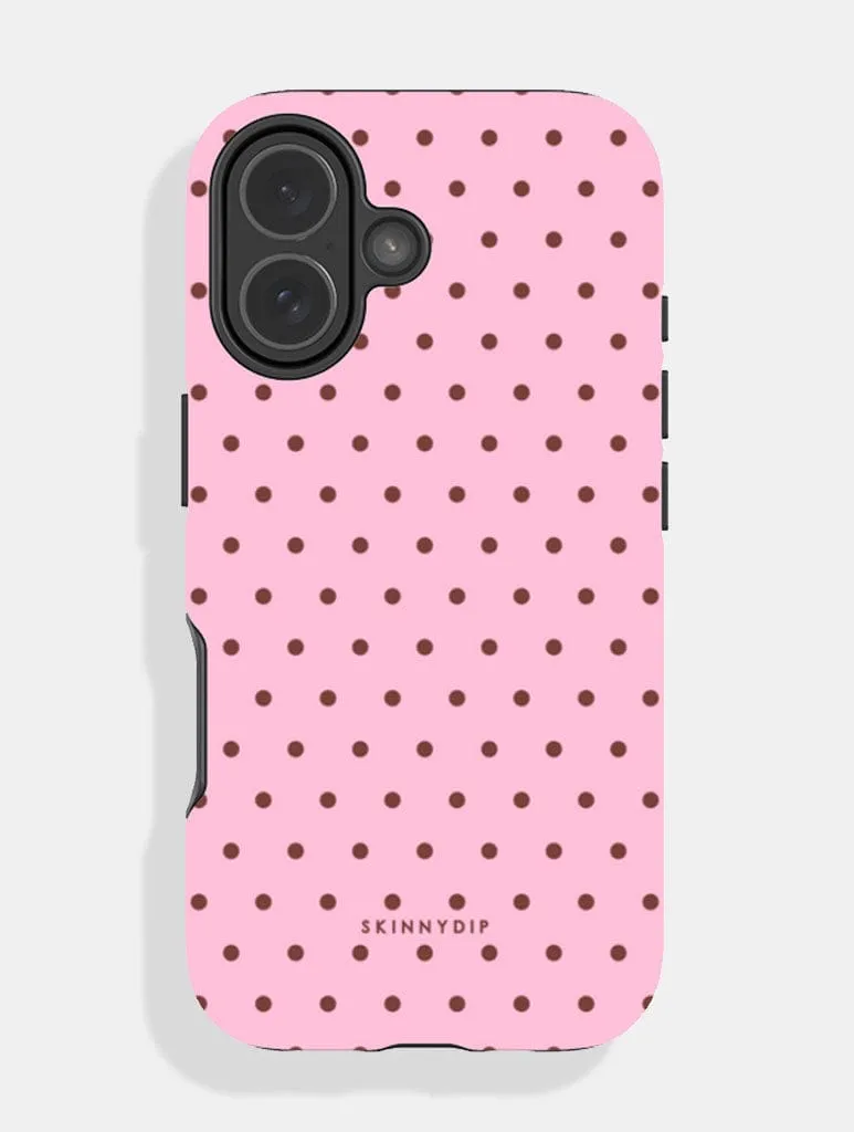 Pink and Brown Mini Dots Ultra Protective iPhone Case sold by Skinnydip London
