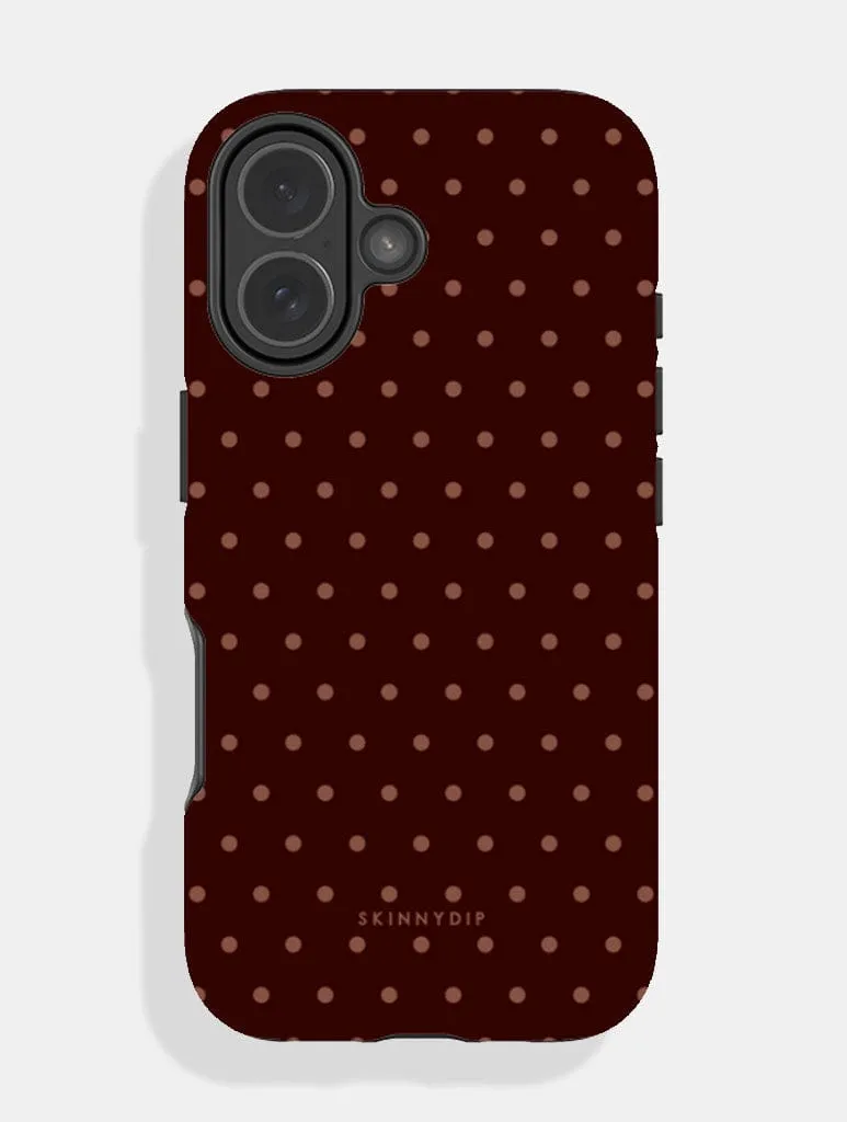 Chocolate Brown Mini Dots Ultra Protective iPhone Case sold by Skinnydip London
