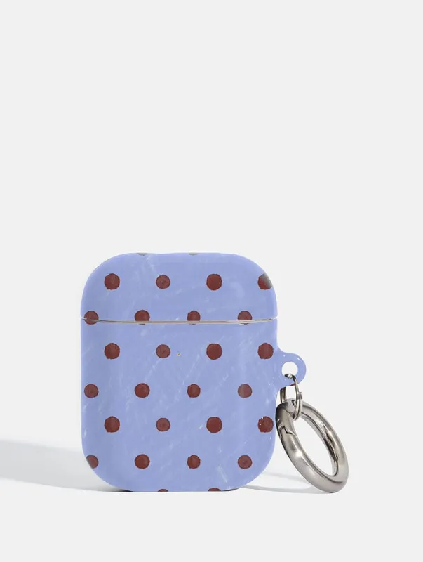Brown and Blue Painted Polka Dot AirPods Case sold by Skinnydip London