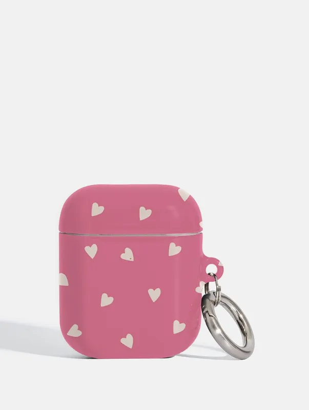 Pink and Cream Ditsy Hearts AirPods Case sold by Skinnydip London