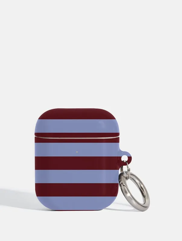 Maroon and Blue Stripes AirPods Case sold by Skinnydip London
