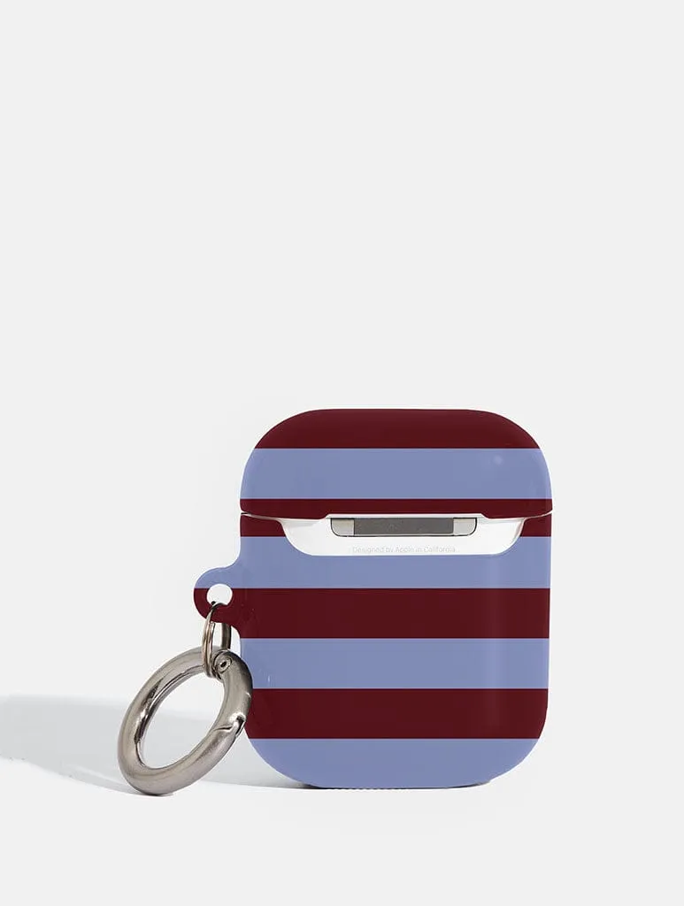 Maroon and Blue Stripes AirPods Case sold by Skinnydip London product image thumbnail 2