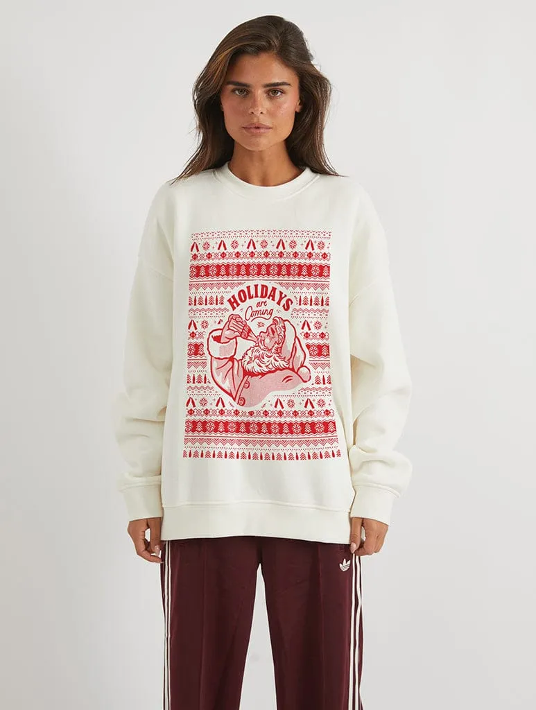 Coca Cola Fair Isle Sweatshirt In White sold by Skinnydip London