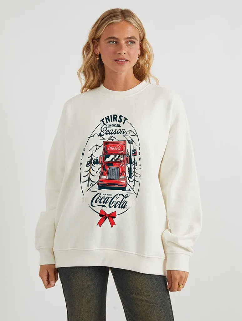 Coca Cola Thirst Knows No Season Sweatshirt In White sold by Skinnydip London