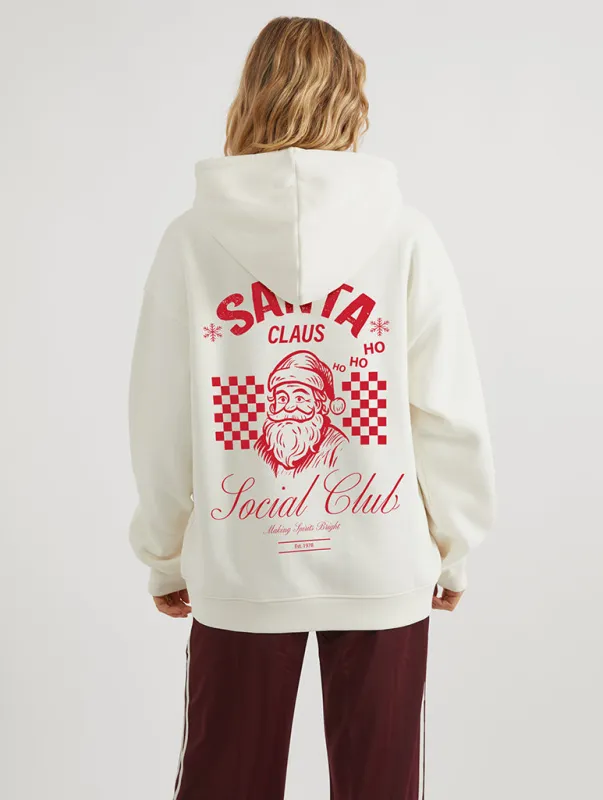 Santa Claus Social Club Hoodie In White sold by Skinnydip London