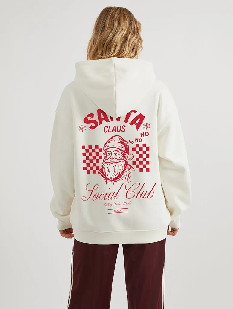 Santa Claus Social Club Hoodie In White sold by Skinnydip London