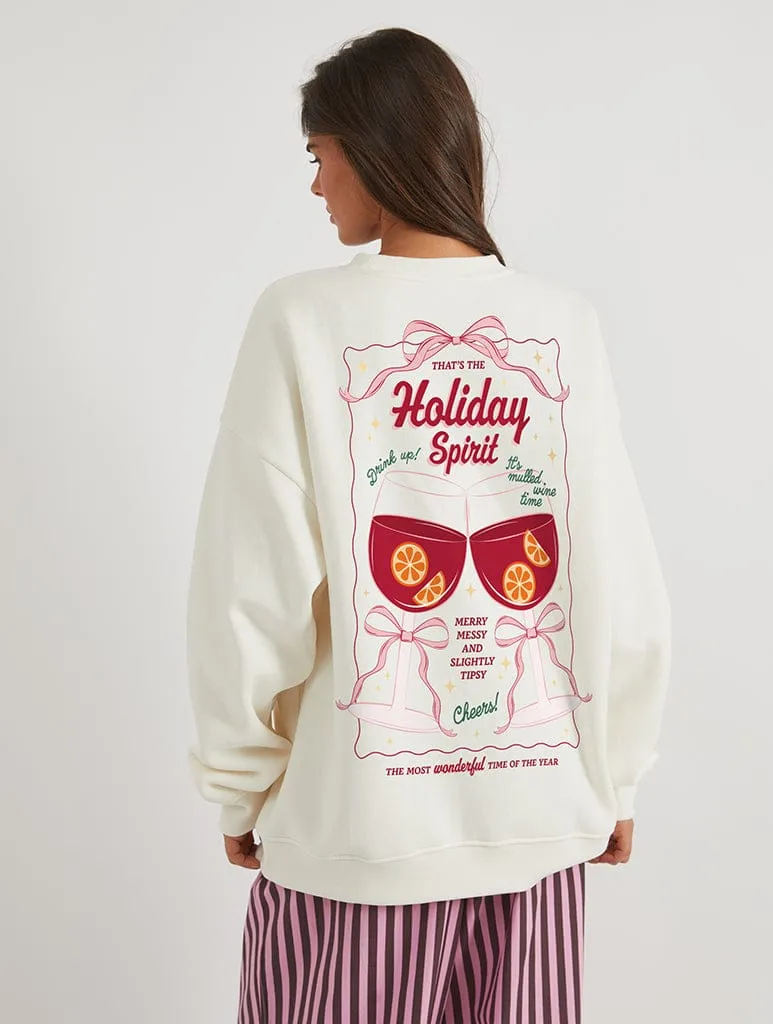 Mulled Wine Sweatshirt In White sold by Skinnydip London