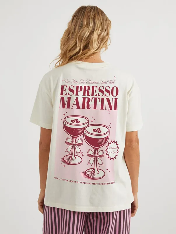 Christmas Espresso Martini T-Shirt in White sold by Skinnydip London