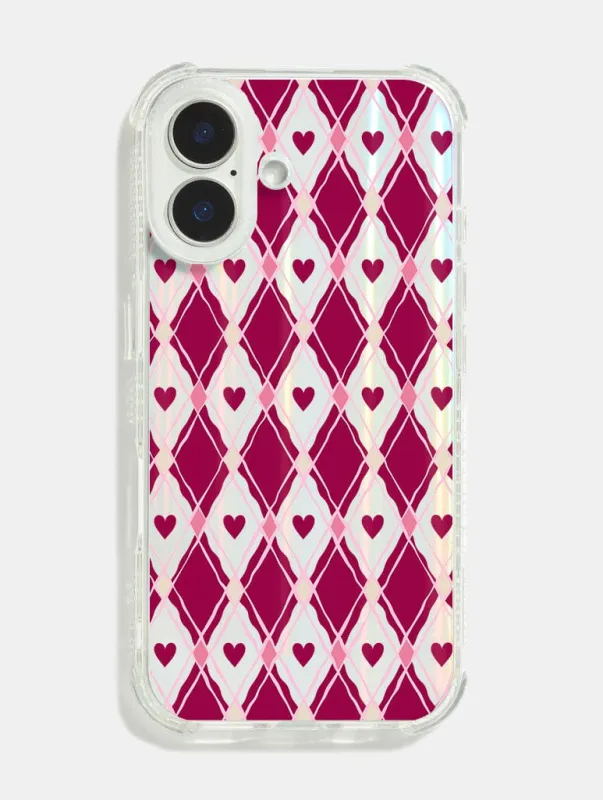 Argyle Heart Shock iPhone Case sold by Skinnydip London