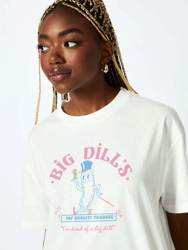 Big Dills Ecru T-Shirt sold by Skinnydip London