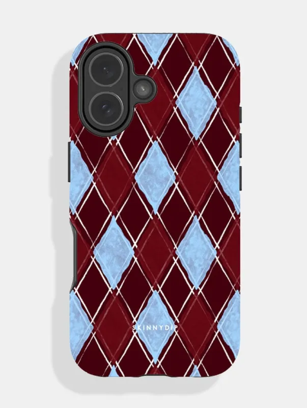 Chocolate and Blue Argle Check Ultra Protective iPhone Case sold by Skinnydip London