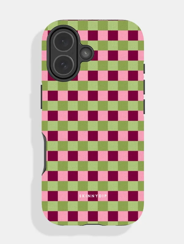 Pink and Green Multi Gingham Ultra Protective iPhone Case made by Skinnydip London