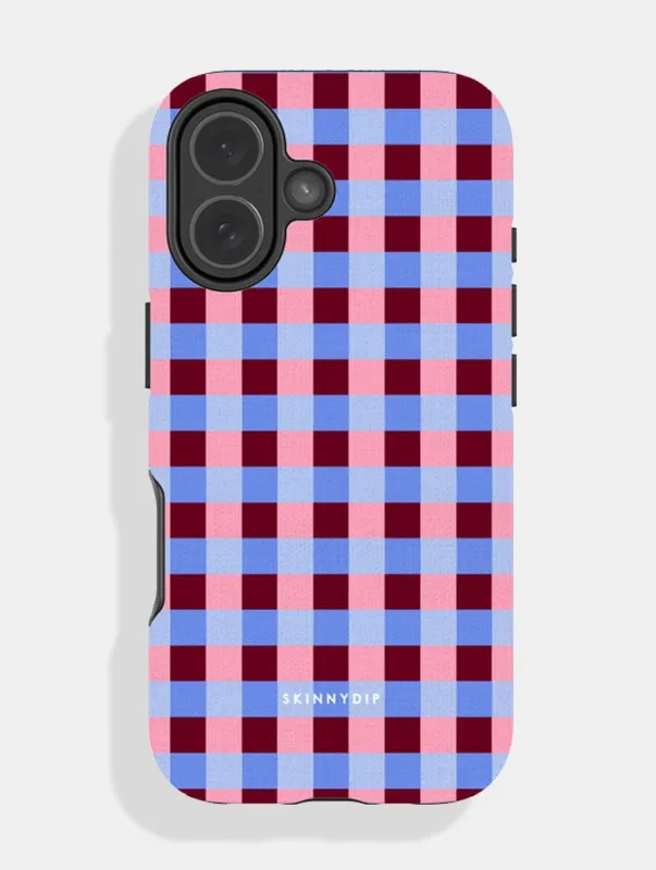 Blue and Pink Multi Gingham Ultra Protective iPhone Case sold by Skinnydip London