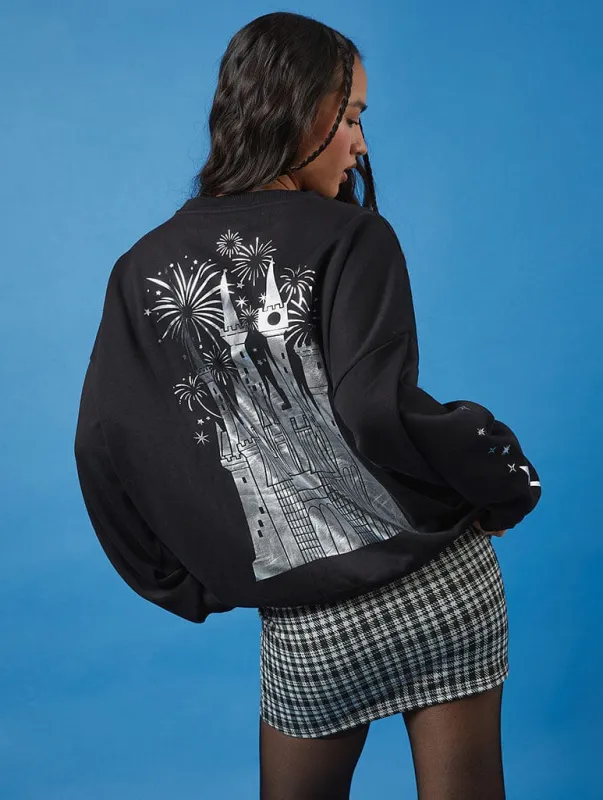 Disney Silver Embroidered Castle Sweatshirt sold by Skinnydip London