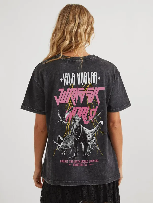Jurassic World x Skinnydip Band T-Shirt In Acid Wash made by Skinnydip London
