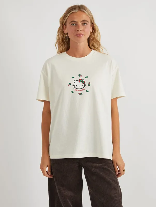 Hello Kitty x Skinnydip Candy Cane Bow T-Shirt In White sold by Skinnydip London