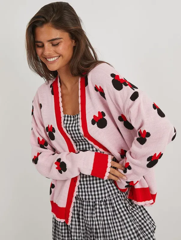Disney Minnie Mouse Heart Knitted Cardigan sold by Skinnydip London