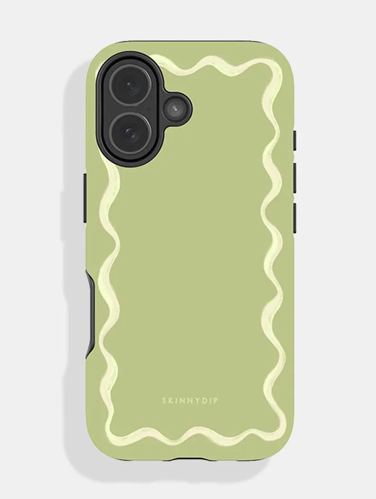 Wavy Frame Sage with Cream Ultra Protective iPhone Case sold by Skinnydip London