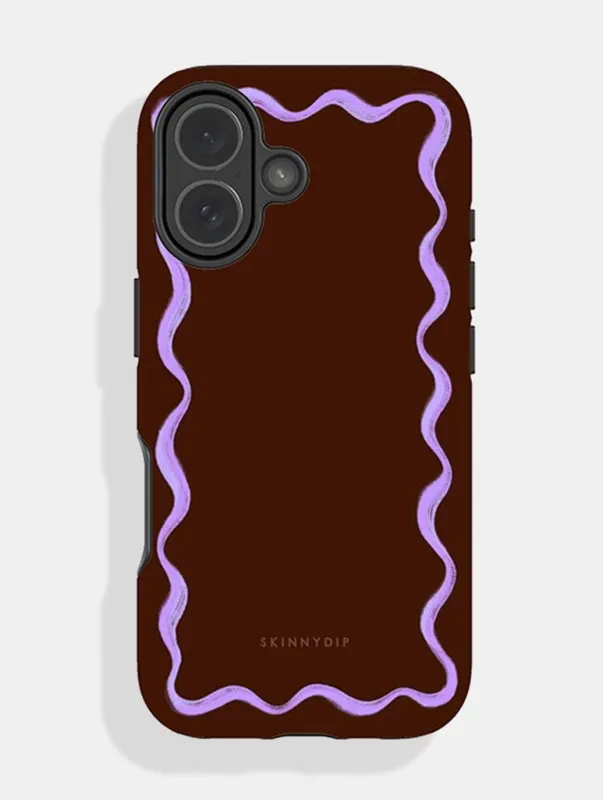 Wavy Frame Brown with Lilac Ultra Protective iPhone Case made by Skinnydip London