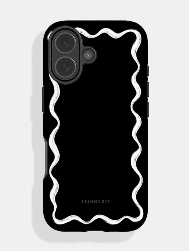 Wavy Frame Black with White Ultra Protective iPhone Case sold by Skinnydip London