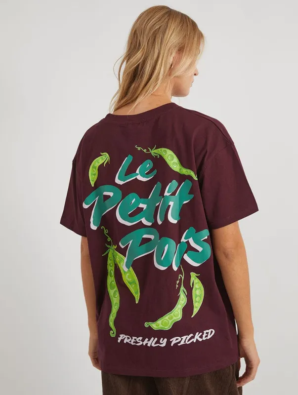 Le Petit Pois T-Shirt in Burgundy made by Skinnydip London