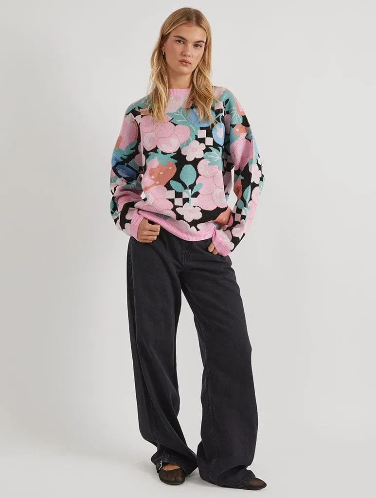 Oversized Fruit Black Knitted Jumper sold by Skinnydip London product image thumbnail 3