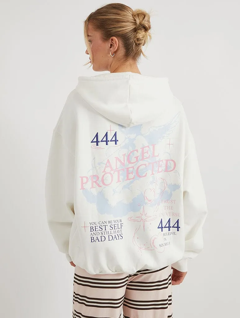 Angel Protected Ecru Hoodie sold by Skinnydip London