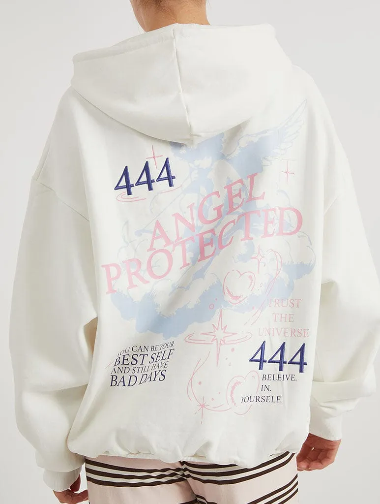 Angel Protected Ecru Hoodie sold by Skinnydip London product image thumbnail 4
