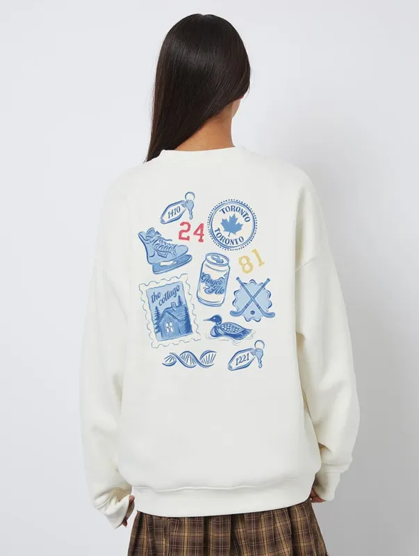 Heated Rivalry Collage Sweatshirt In White made by Skinnydip London