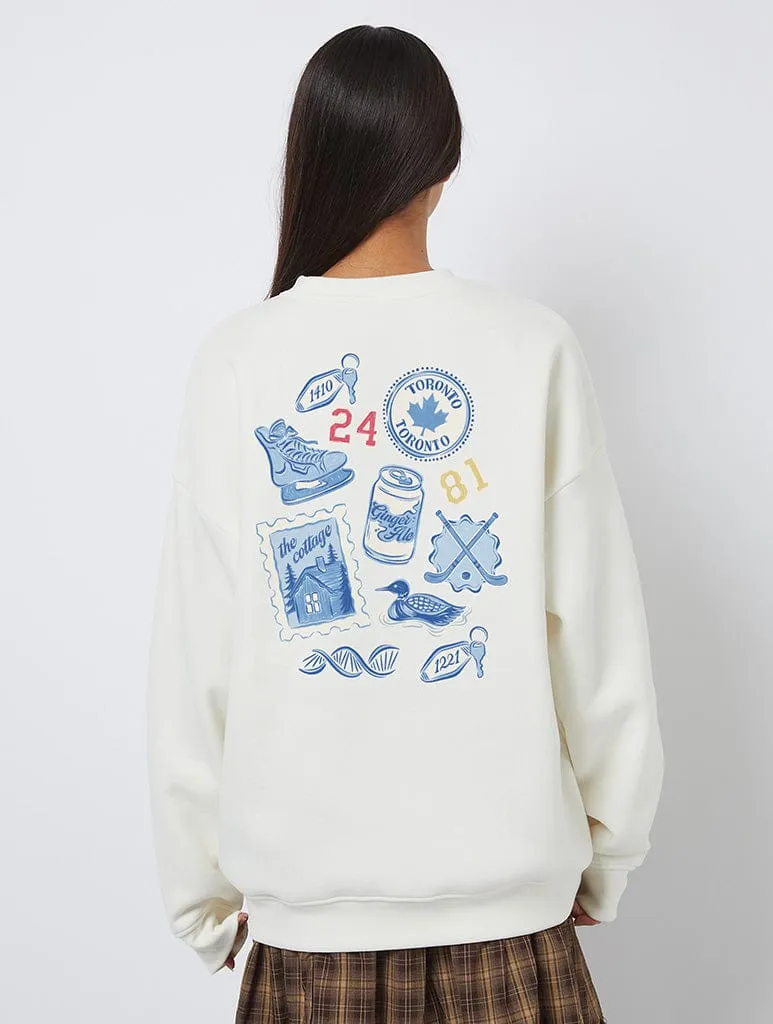 Heated Rivalry Collage Sweatshirt In White sold by Skinnydip London