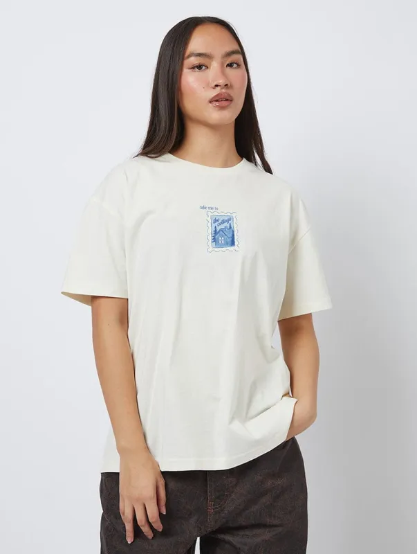 Heated Rivalry Take Me To The Cottage T-Shirt In White made by Skinnydip London