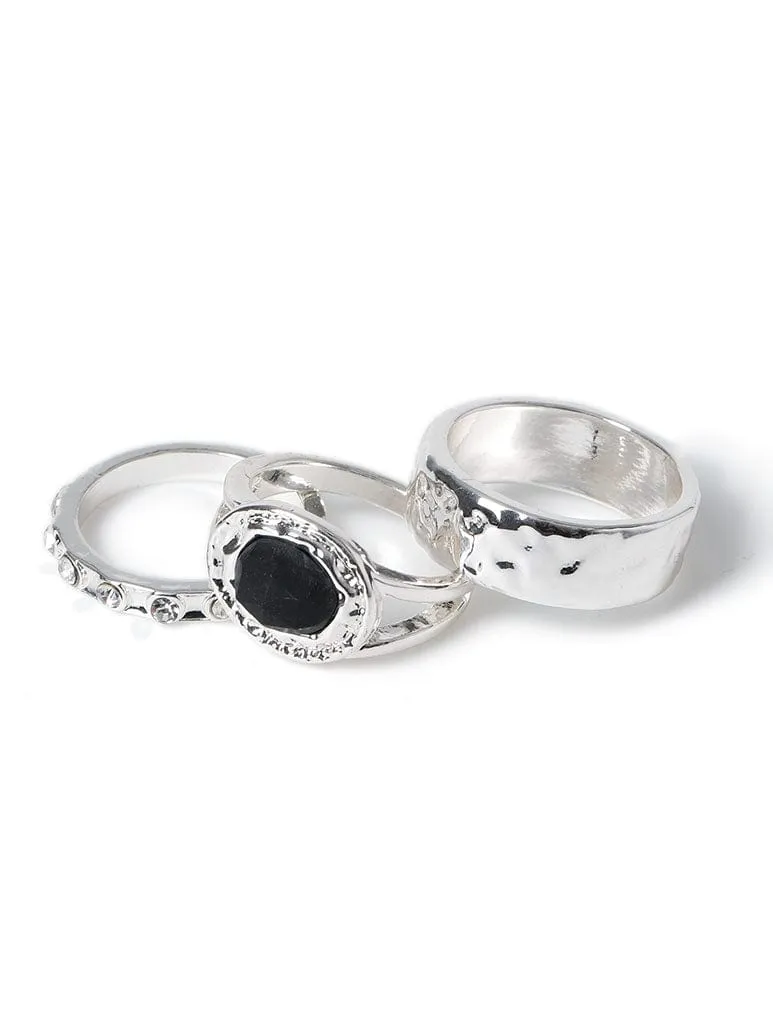 Liars & Lovers 3 Pack Silver Semi Precious Rings sold by Skinnydip London
