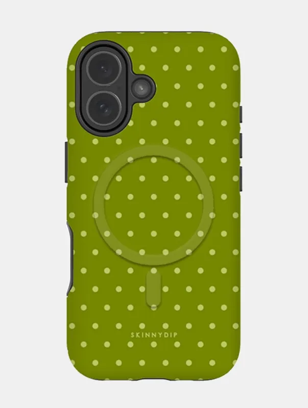Olive Green Mini Dots Magsafe Ultra Protective iPhone Case sold by Skinnydip London