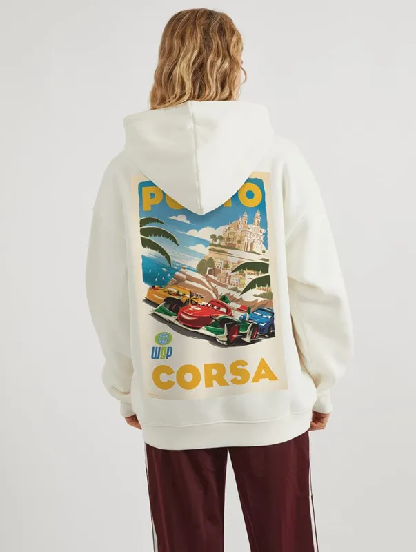 Disney Pixar Cars Corsa Poster Hoodie In White made by Skinnydip London