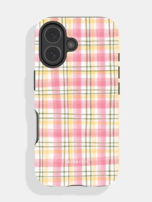 Pink Cottagecore Gingham Ultra Protective iPhone Case made by Skinnydip London