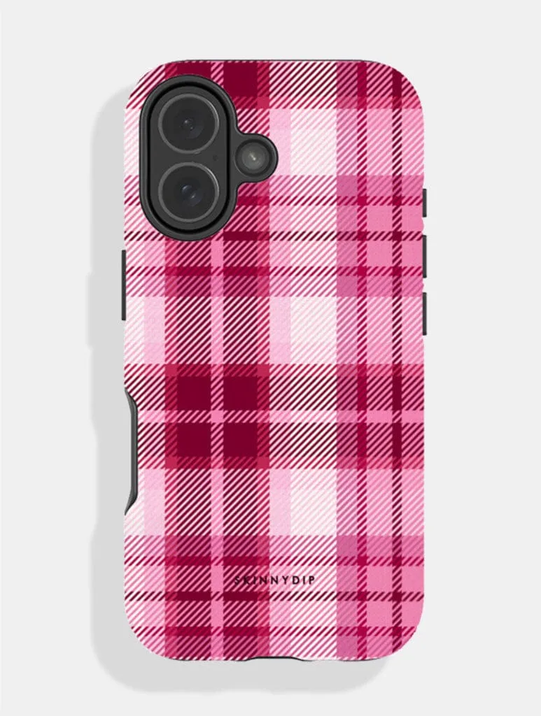 Pink and Burgundy Tartan Ultra Protective iPhone Case sold by Skinnydip London