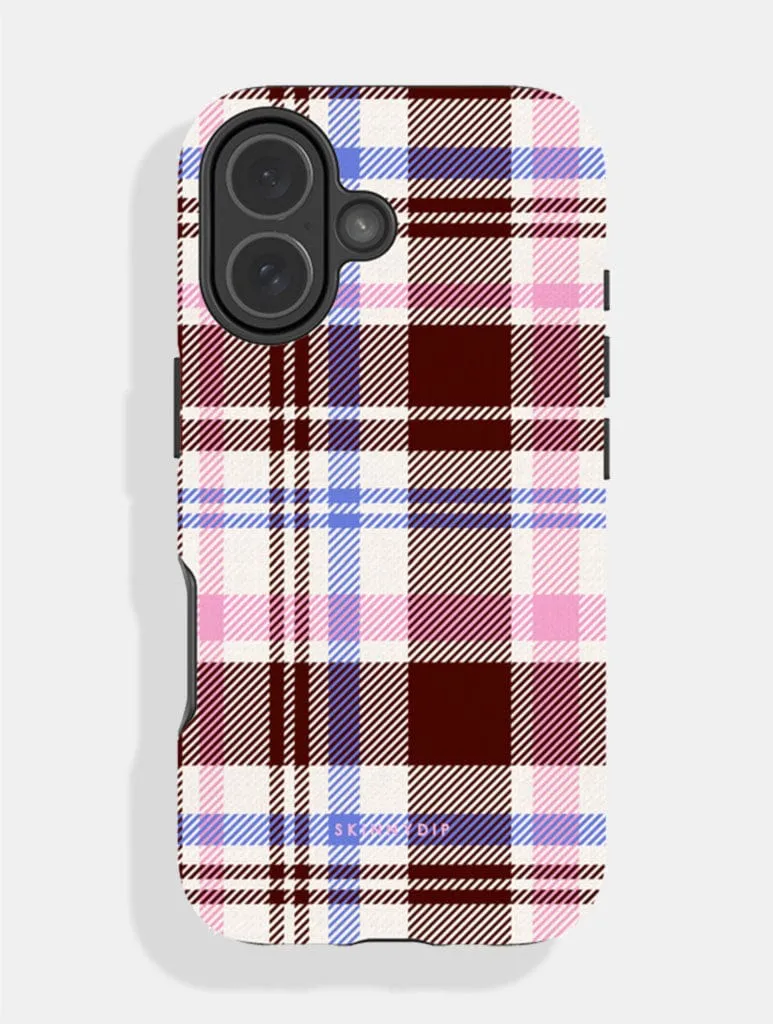 Pink, Blue and Brown Tartan Ultra Protective iPhone Case sold by Skinnydip London