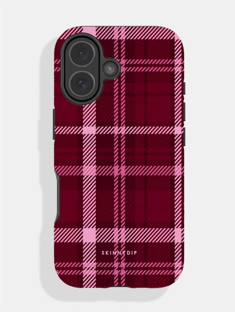 Burgundy Tartan Ultra Protective iPhone Case sold by Skinnydip London