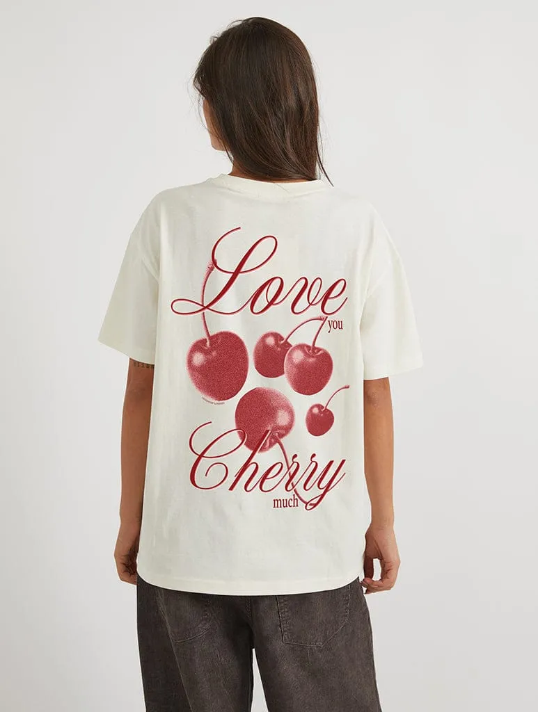 Love You Cherry Much T-Shirt In White sold by Skinnydip London