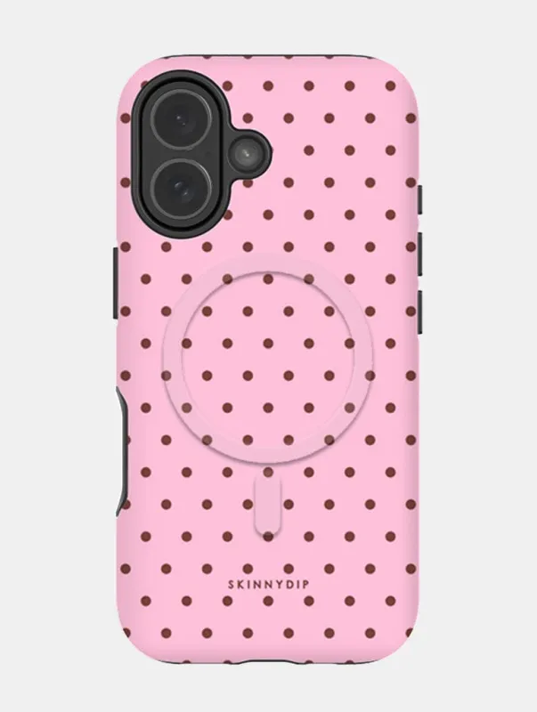 Pink and Brown Mini Dots Magsafe Ultra Protective iPhone Case sold by Skinnydip London