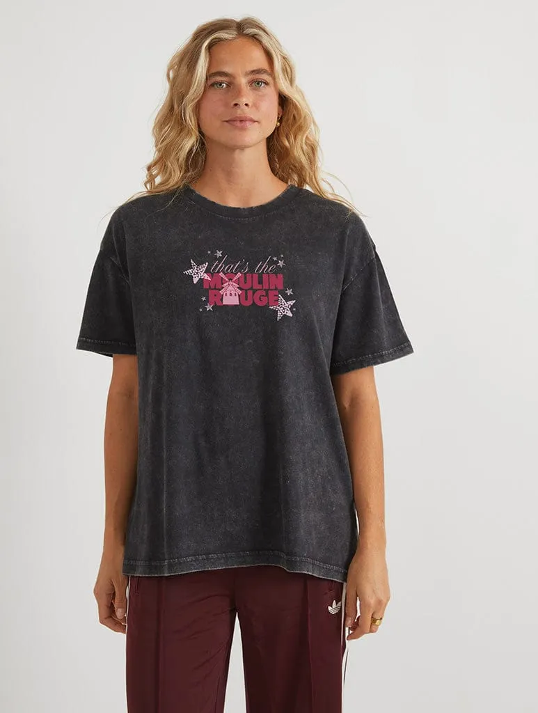 Moulin Rouge x Skinnydip That's The Moulin Rouge T-Shirt In Acid Wash sold by Skinnydip London
