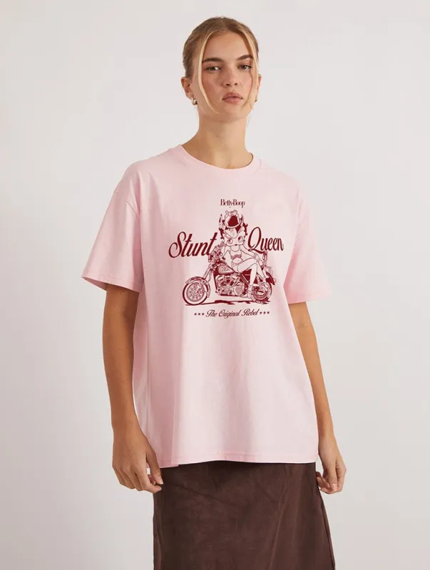 Betty Boop x Skinnydip Stunt Queen T-Shirt In Pink made by Skinnydip London