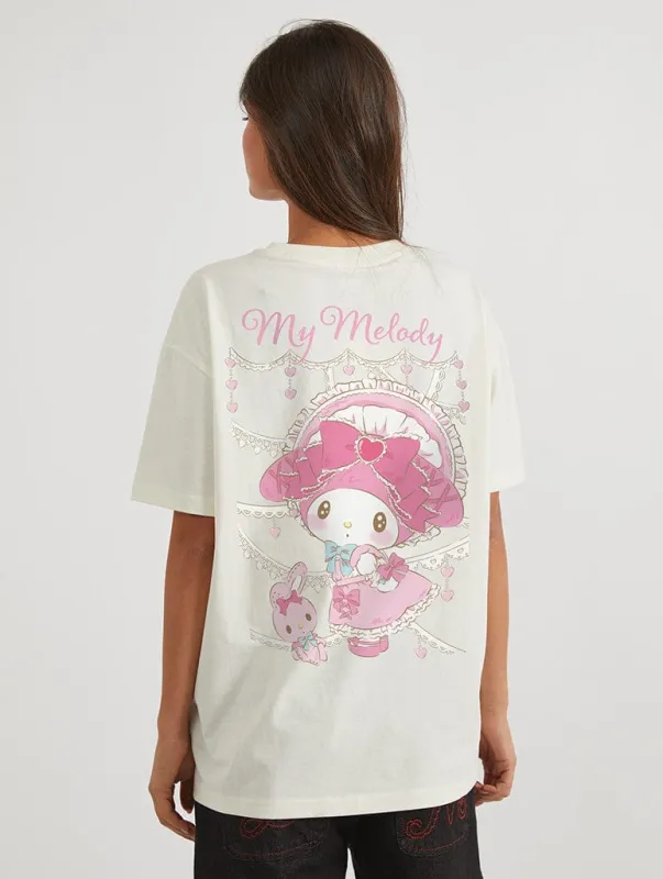 Hello Kitty x Skinnydip My Melody Coquette T-Shirt In White sold by Skinnydip London
