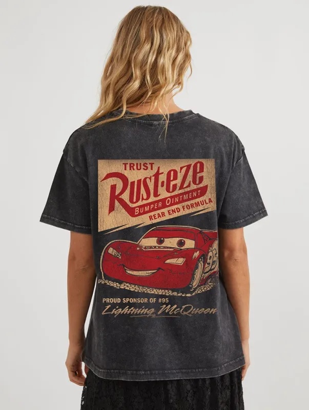 Disney Pixar Cars Rust-eze T-Shirt In Acid Wash made by Skinnydip London
