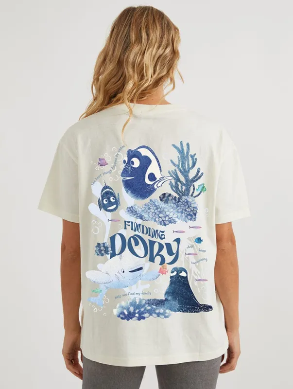 Disney Pixar Finding Dory Ocean Poster T-Shirt In White sold by Skinnydip London