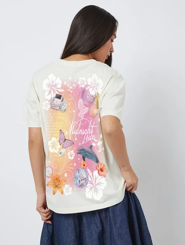 Midnight Sun Poster T-Shirt In White sold by Skinnydip London