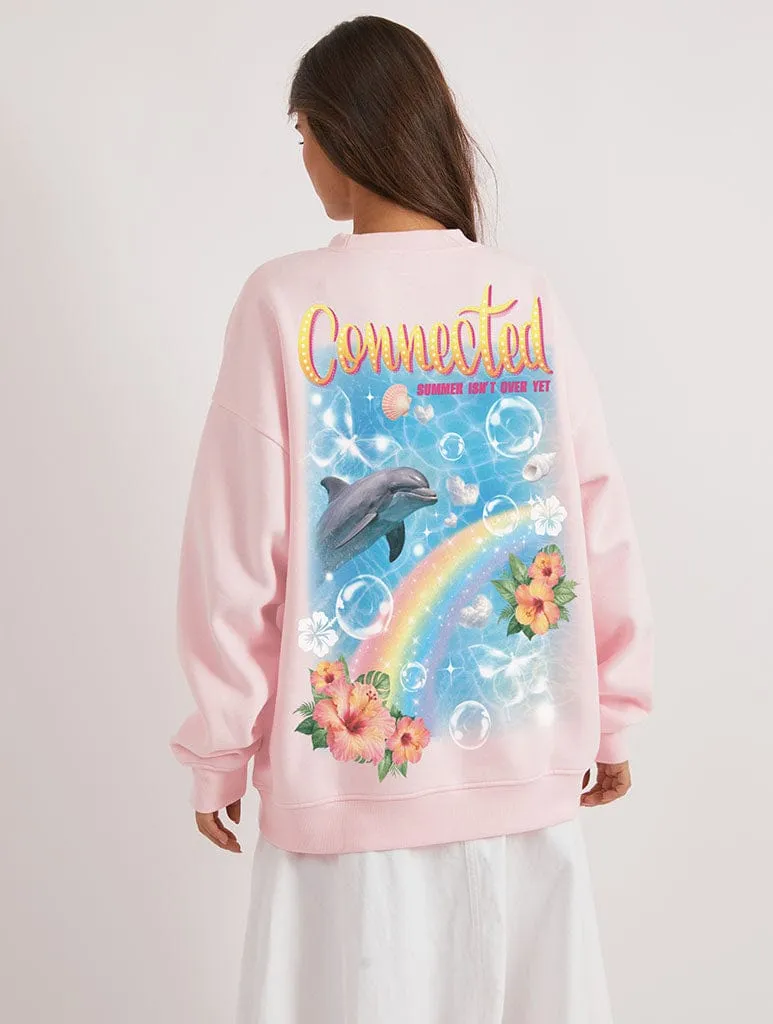 Connected Summer Poster Sweatshirt In Pink sold by Skinnydip London