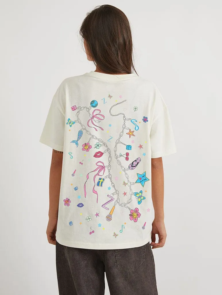 Midnight Sun Charm Belt T-Shirt In White sold by Skinnydip London