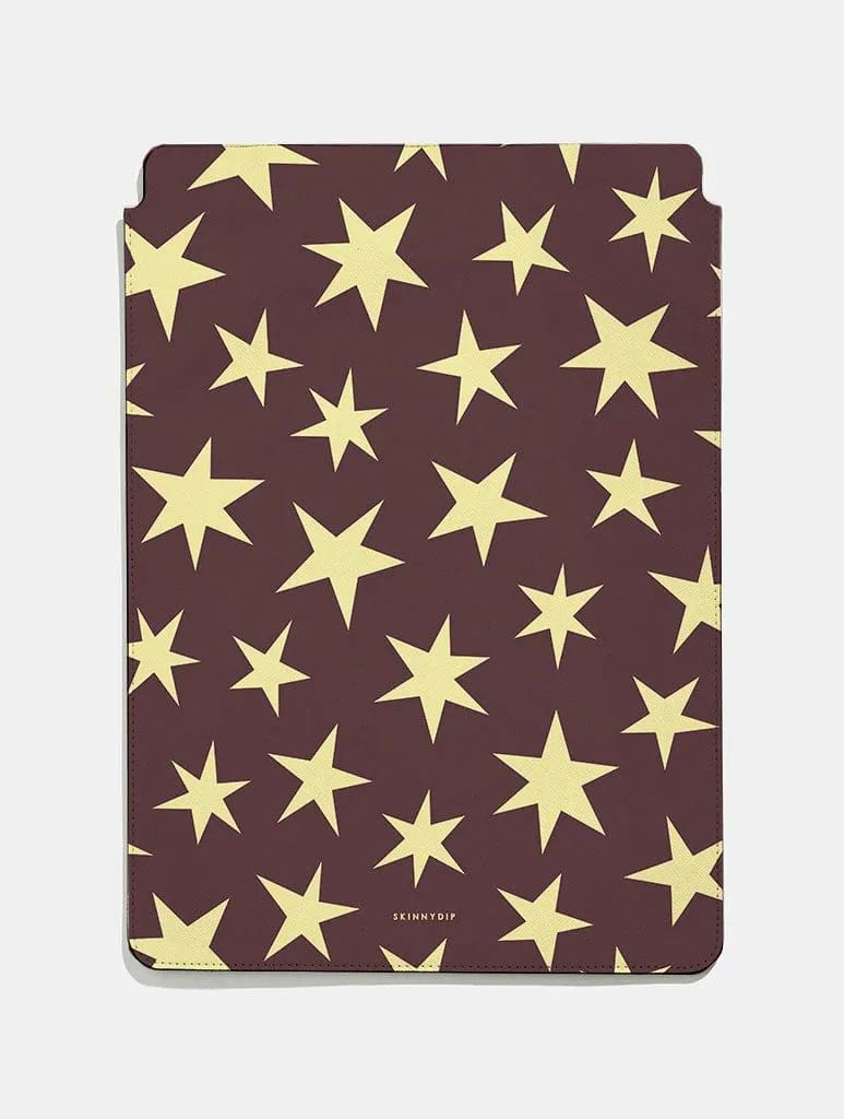 Maroon and Yellow Stars Tablet Sleeve sold by Skinnydip London